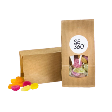 Paperipussi etiketillä, karkkia 100 g  